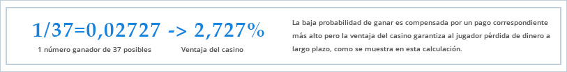 Fórmula de calcular la probabilidad de ganar en ruleta