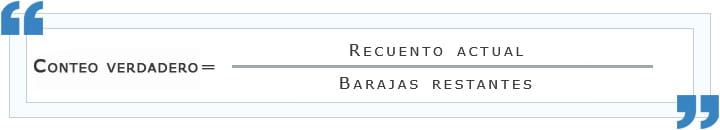 formula para conteo de cartas