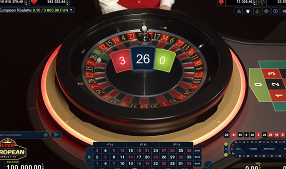 Partida de un juego de ruleta en vivo.