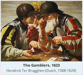 La pintura The Gamblers del pintor holandés Hendrick Ter Brugghen