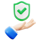 Mano sosteniendo un escudo con marca de verificación