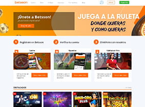 Imagen de la página de inicio de Betsson