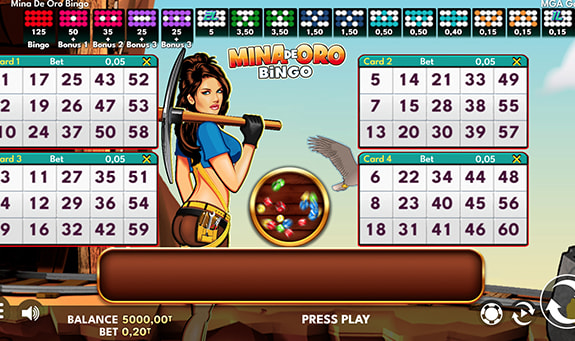 Partida de un juego de vídeo bingo.