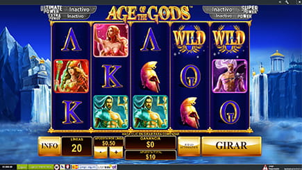 Portada de la tragaperras Age of the Gods con cinco rodillos y tres filas.