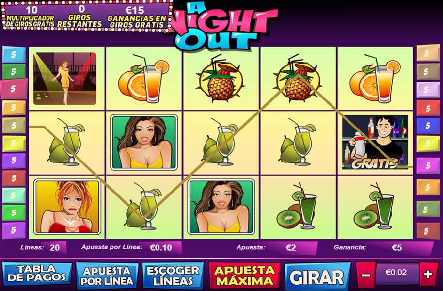 ganancias en giros gratis del slot A Night Out