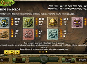 tabla de pagos de los simbolos