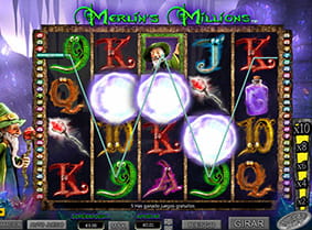 función de giros gratis del slot Merlins Millions